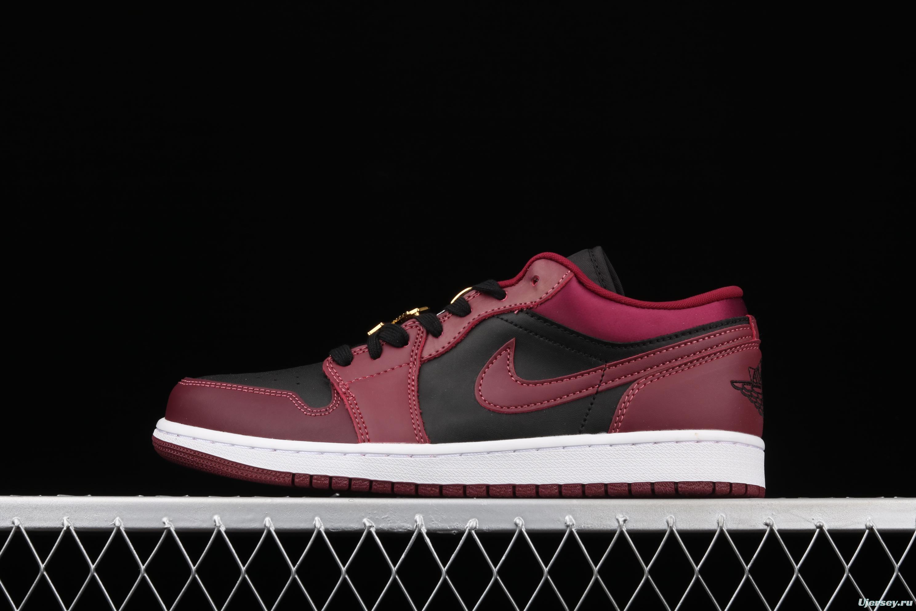 Air Jordan1 Low Black Wine Red Metal Flying Wings reverse low Top Basketball shoes DB6491-600