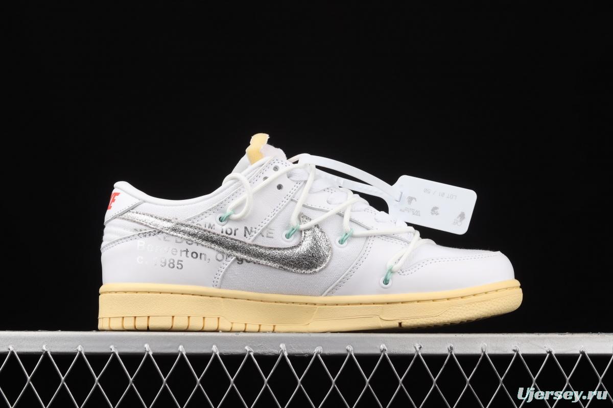 OFF-White x NIKE DUNK Low 04 of 50 OW white gray leisure sports skateboard shoes DM1602-127,