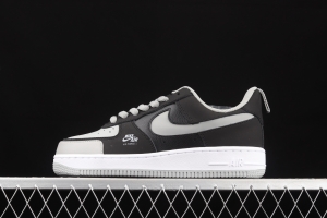 NIKE Air Force 1 Premium ShAdidasow grey Shadow Grey side Logo3M reflective low upper shoes BQ6818-009