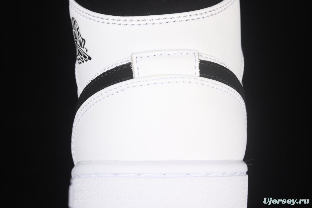 Air Jordan 1 Mid Diamond Shorts pearlescent white and black panda DH6933-100