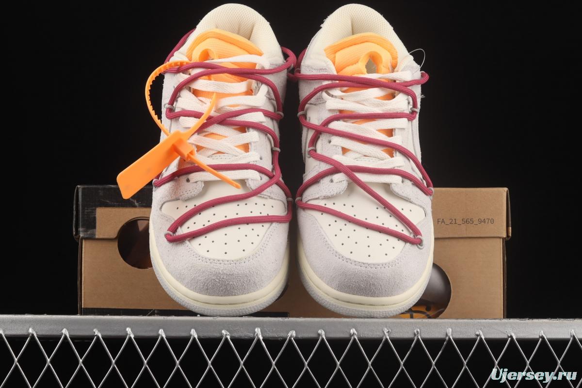 OFF-White x NIKE DUNK Low OW white gray leisure sports skateboard shoes DJ0950-114,