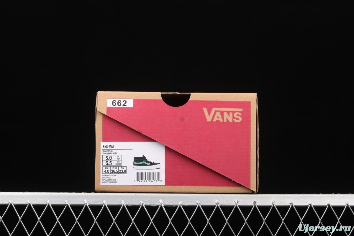 Vans Sk8 Mid Vansi Zhongbang series candy green leisure board shoes VN0A3WM34FV