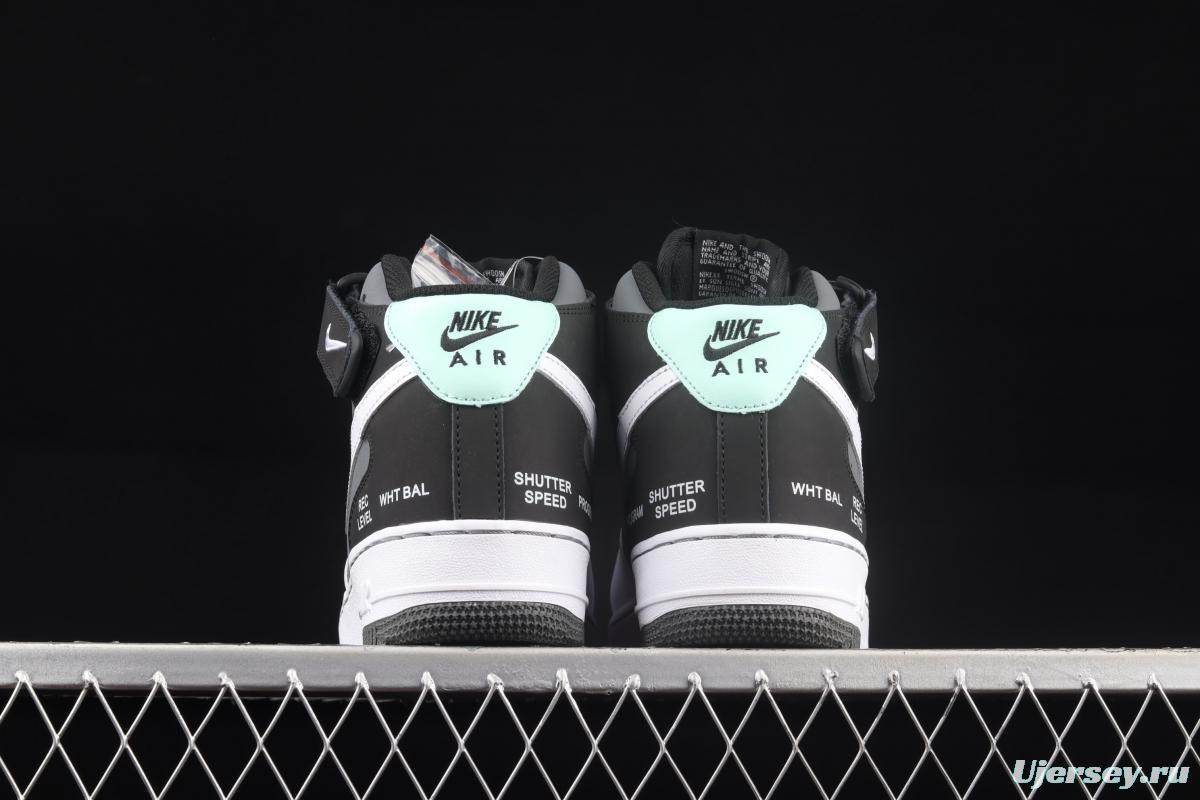 NIKE Air Force 1x 07 Mid Camcorder black-and-white gray camera with casual board shoes CN6863-502