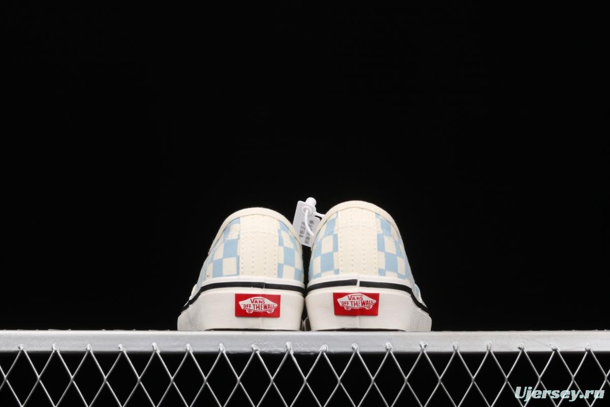 Vans Authentic 44 DX Anaheim milk blue and white checkerboard plaid low upper canvas shoes VN0A54F241J