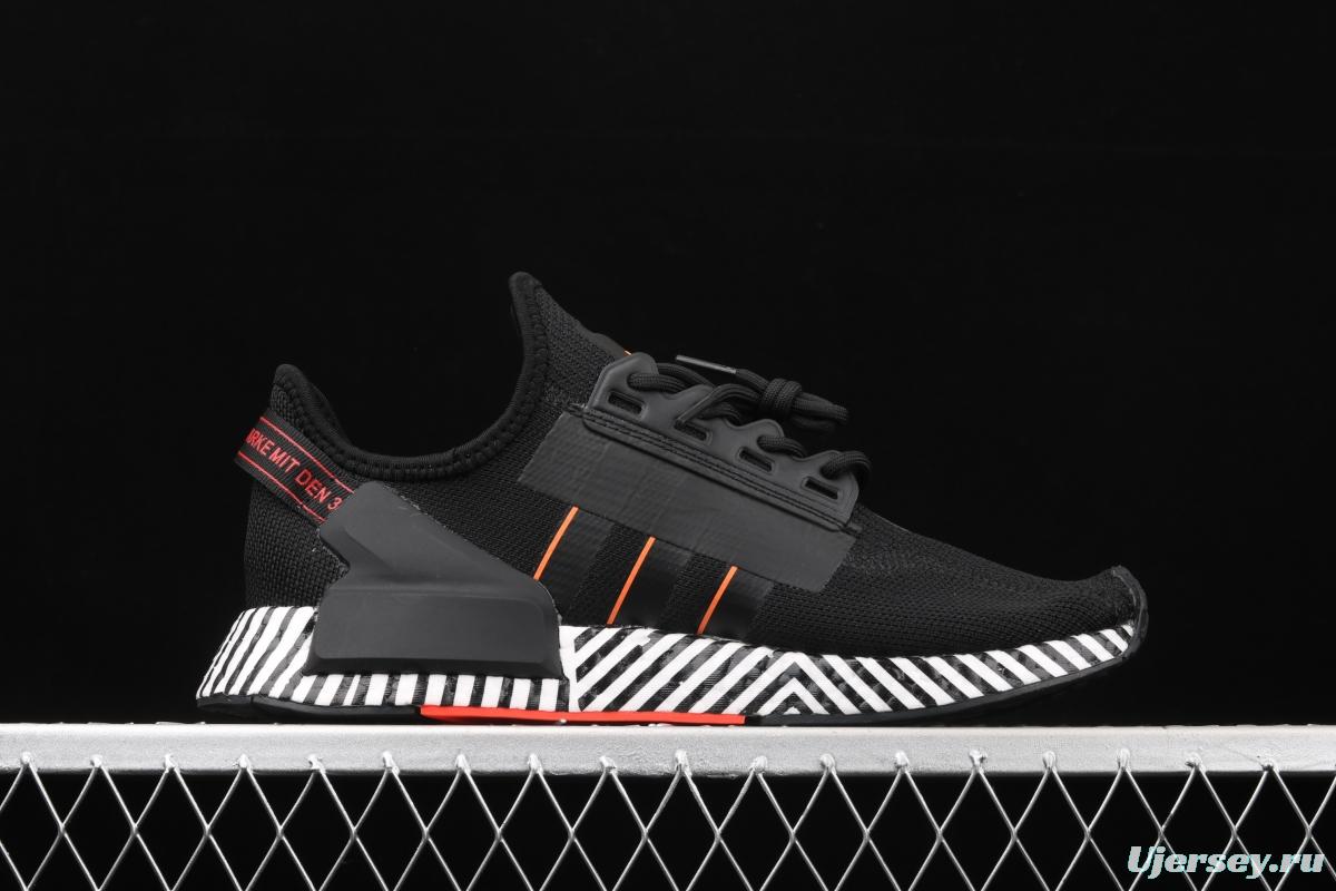 Adidas NMD R1 Boost V2 FW6411 second generation elastic knitted surface popcorn running shoes