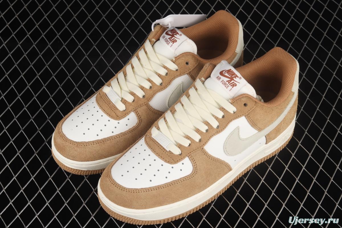 NIKE Air Force 1o07 Low white brown wheat low-top casual board shoes BQ8988-104