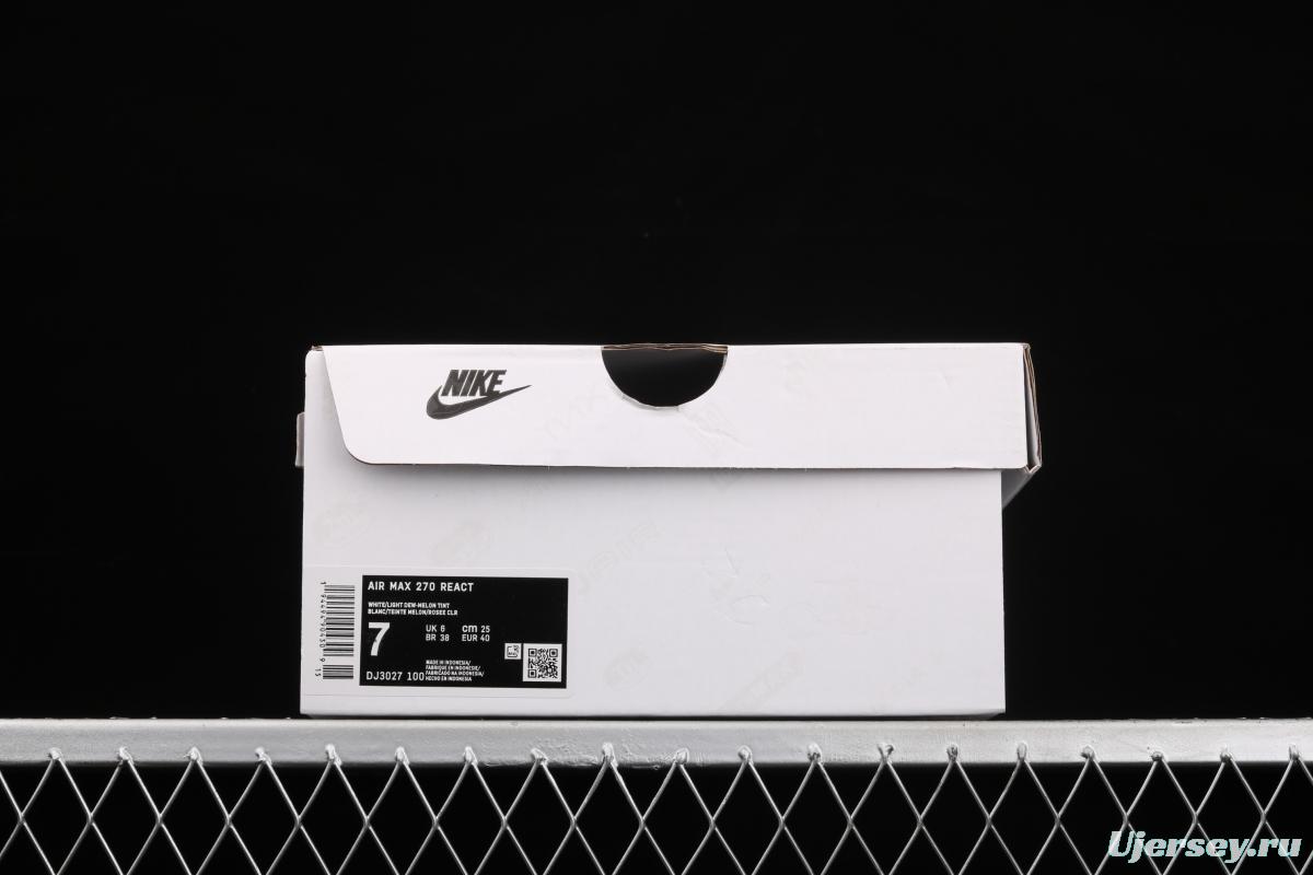 NIKE Air Max 270React new high frequency mesh hollowed-out half-palm air cushion running shoes DJ3027-100