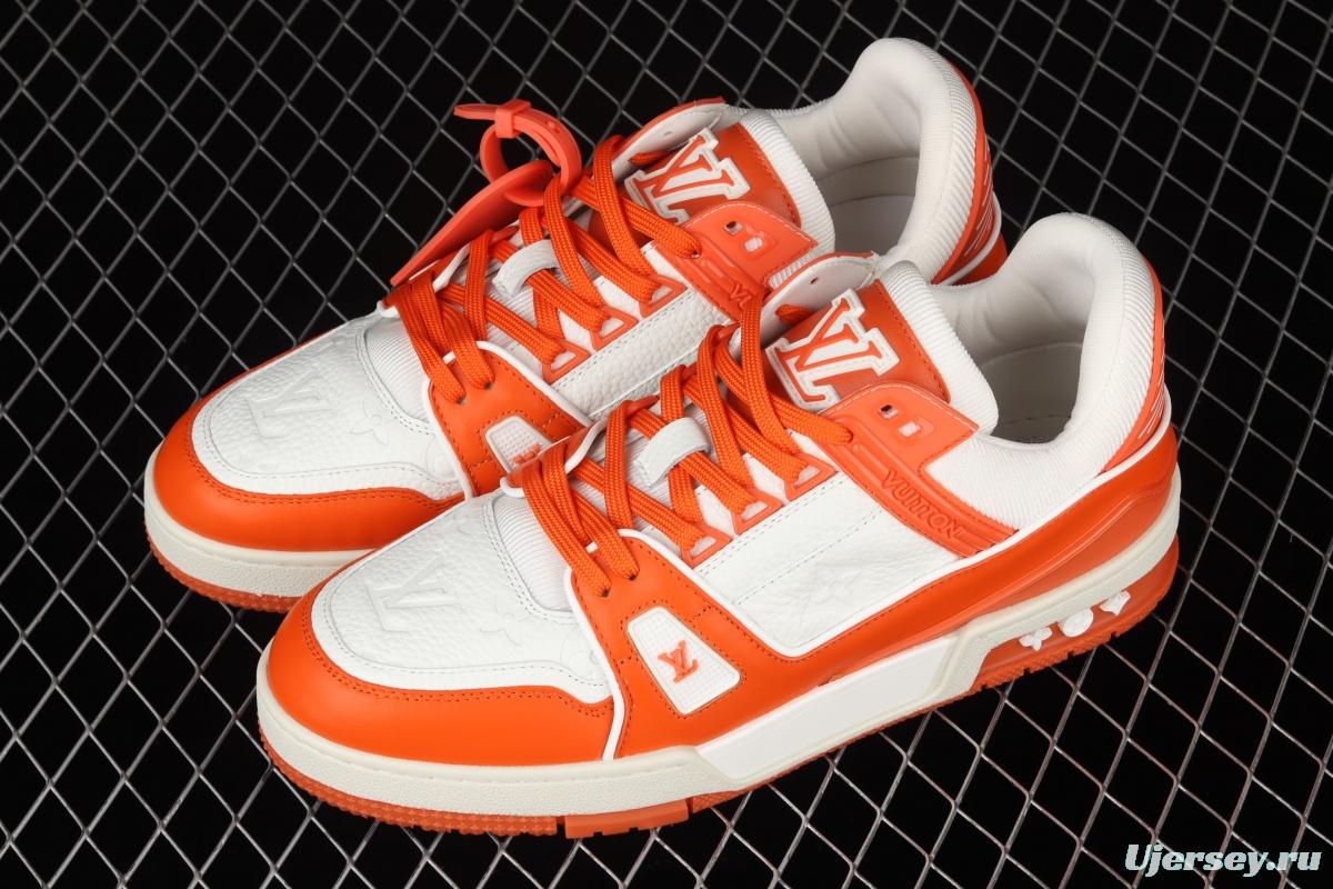 Authentic LV 2021ss early spring fashion catwalk sneakers 400N ORANGE White