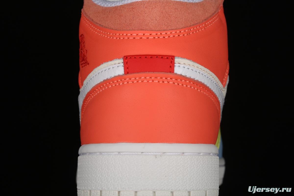 Air Jordan 1 Mid color stitching basketball shoes DJ6908-100