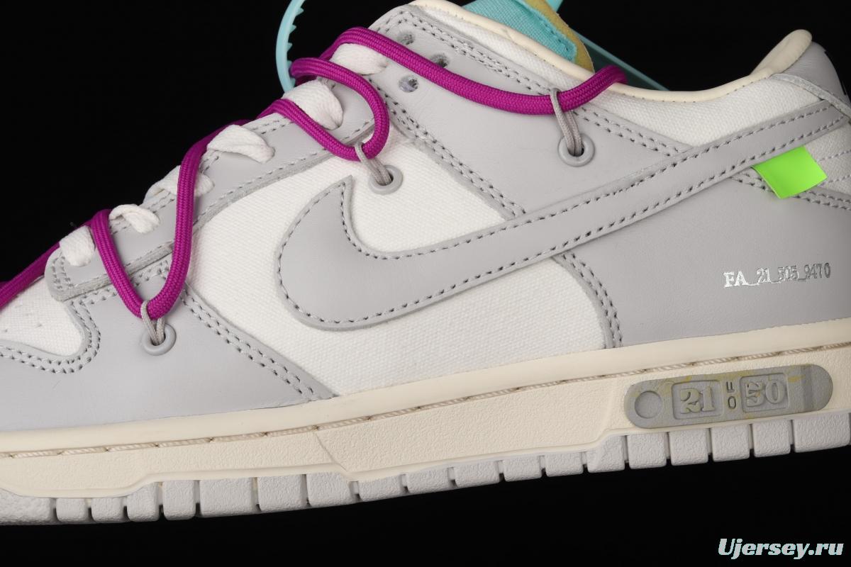 OFF-White x NIKE DUNK Low 04 of 50 OW white gray leisure sports skateboard shoes DM1602-100