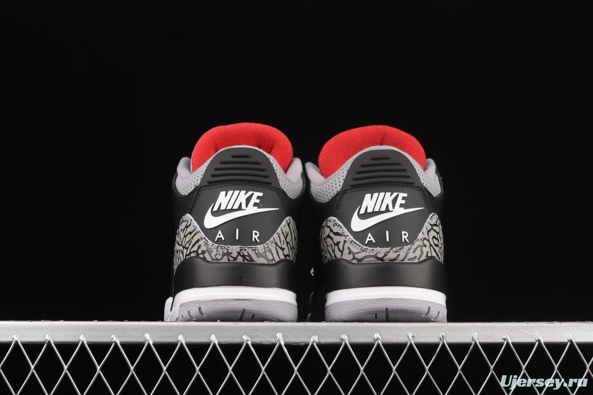 Air Jordan 3 Retro Black Cement (2018) AJ3 Joe 3 re-engraved black cement 854262-001