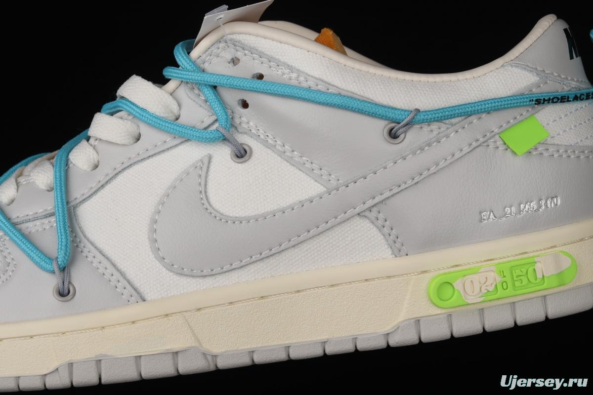 OFF-White x NIKE DUNK Low 04 of 50 OW white gray leisure sports skateboard shoes DM1602-115