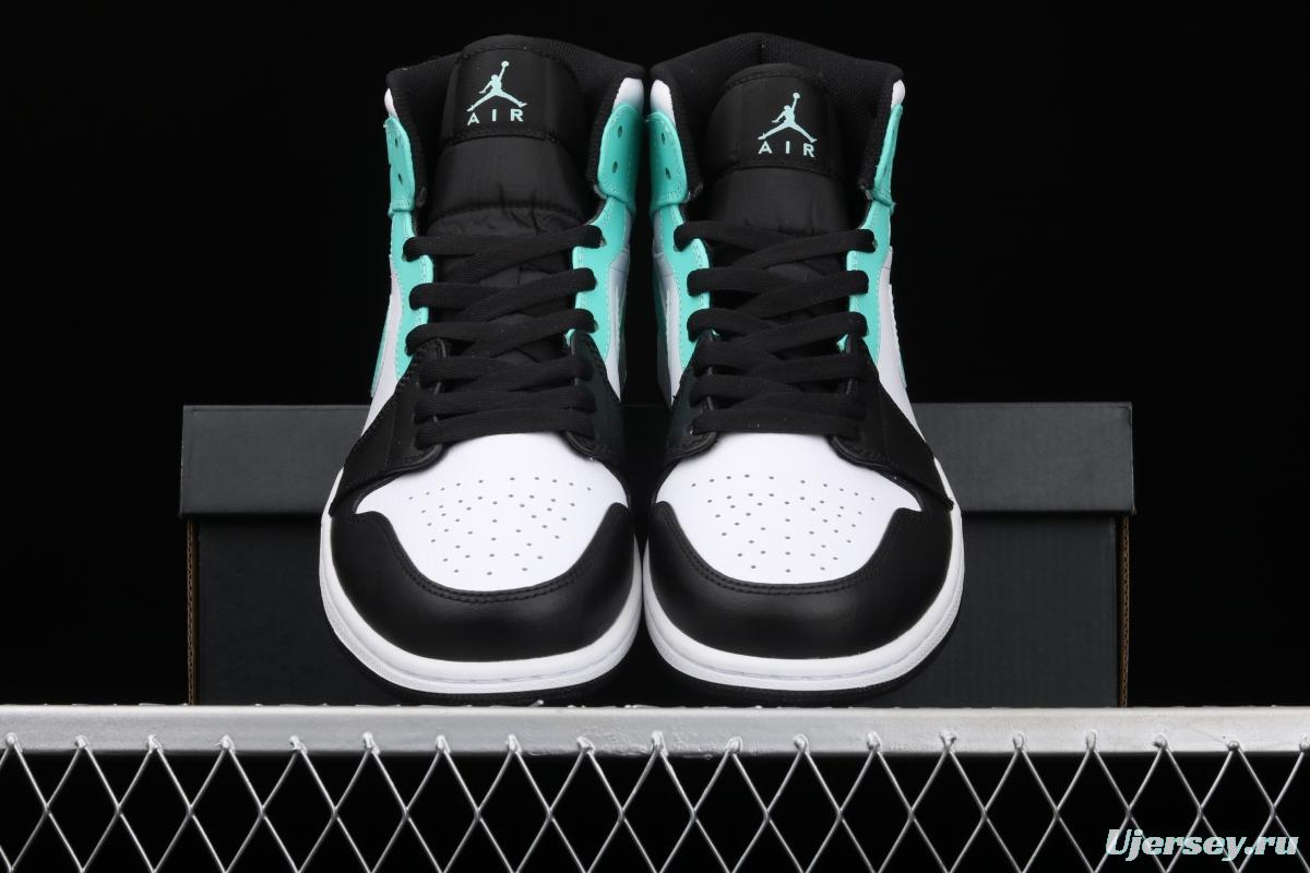 Air Jordan 1 Mid black and blue basketball shoes 554724-132