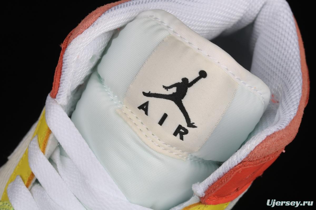 Air Jordan 1 Mid color stitching basketball shoes DJ6908-100