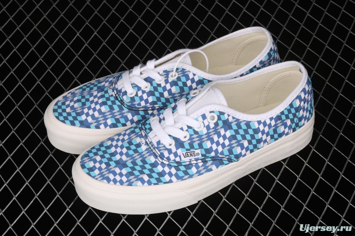 DOE x Vans Authentic chessboard blue and white low-top casual board shoes VN0A4ODU2DJ