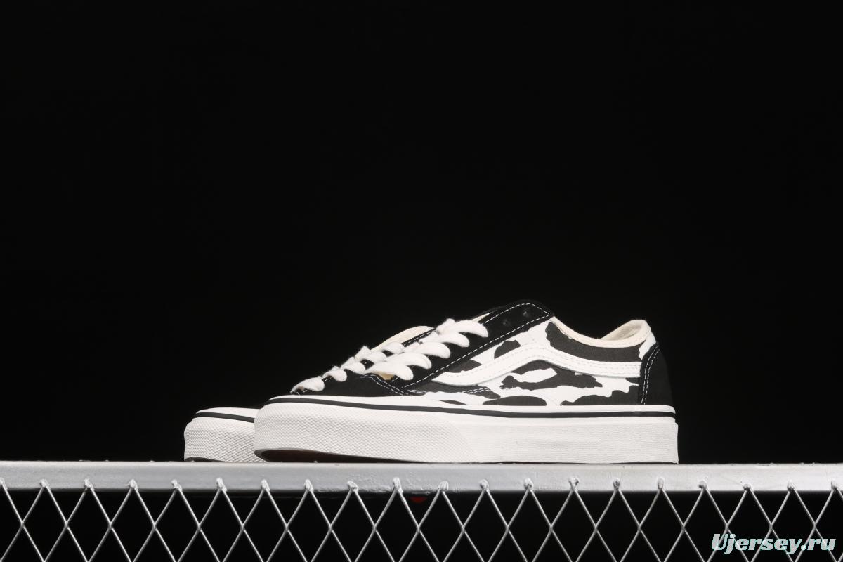 Vans Style 36 Decon SF GD overseas limited black-and-white cow graffiti low-top shoes VN0A5HFF2Z3