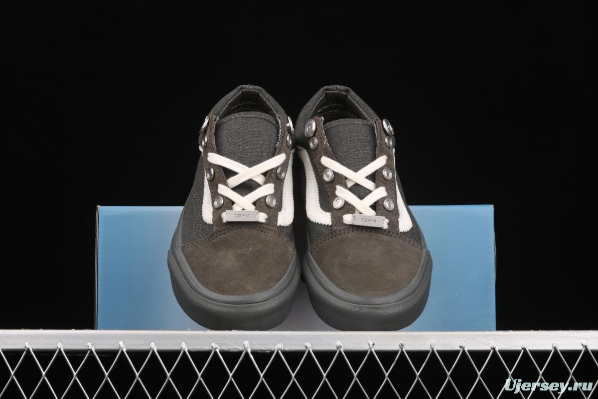 C2H4 x Vans Old Skool RelicStone joint style dark gray low-top casual board shoes VN0A5AO92YD