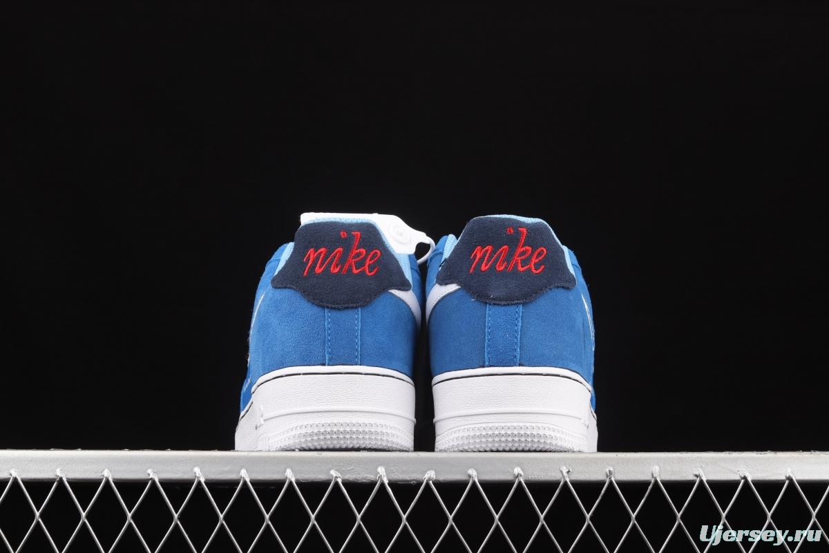 NIKE Air Force 11407 Low sky blue electric embroidery hook low-top casual board shoes DB3597-400