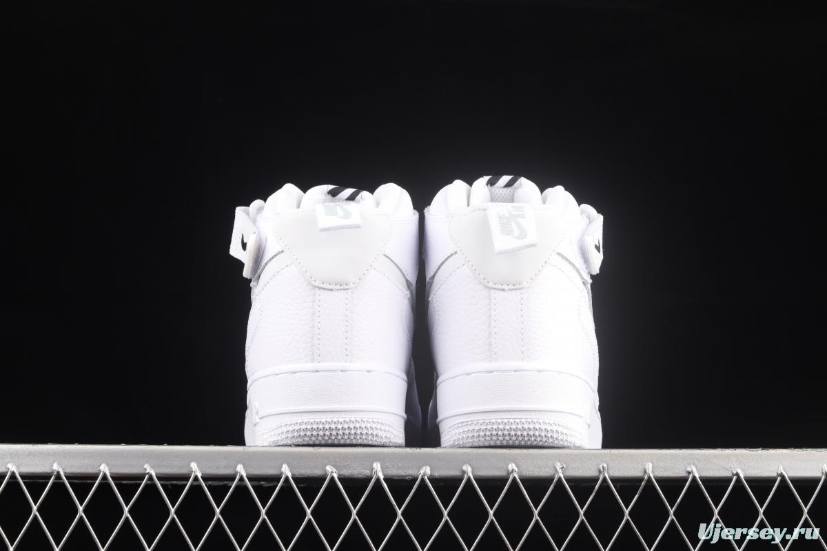 NIKE Air Force 1 Mid Premium all white reflective Zhongbang casual board shoes CU3088-606