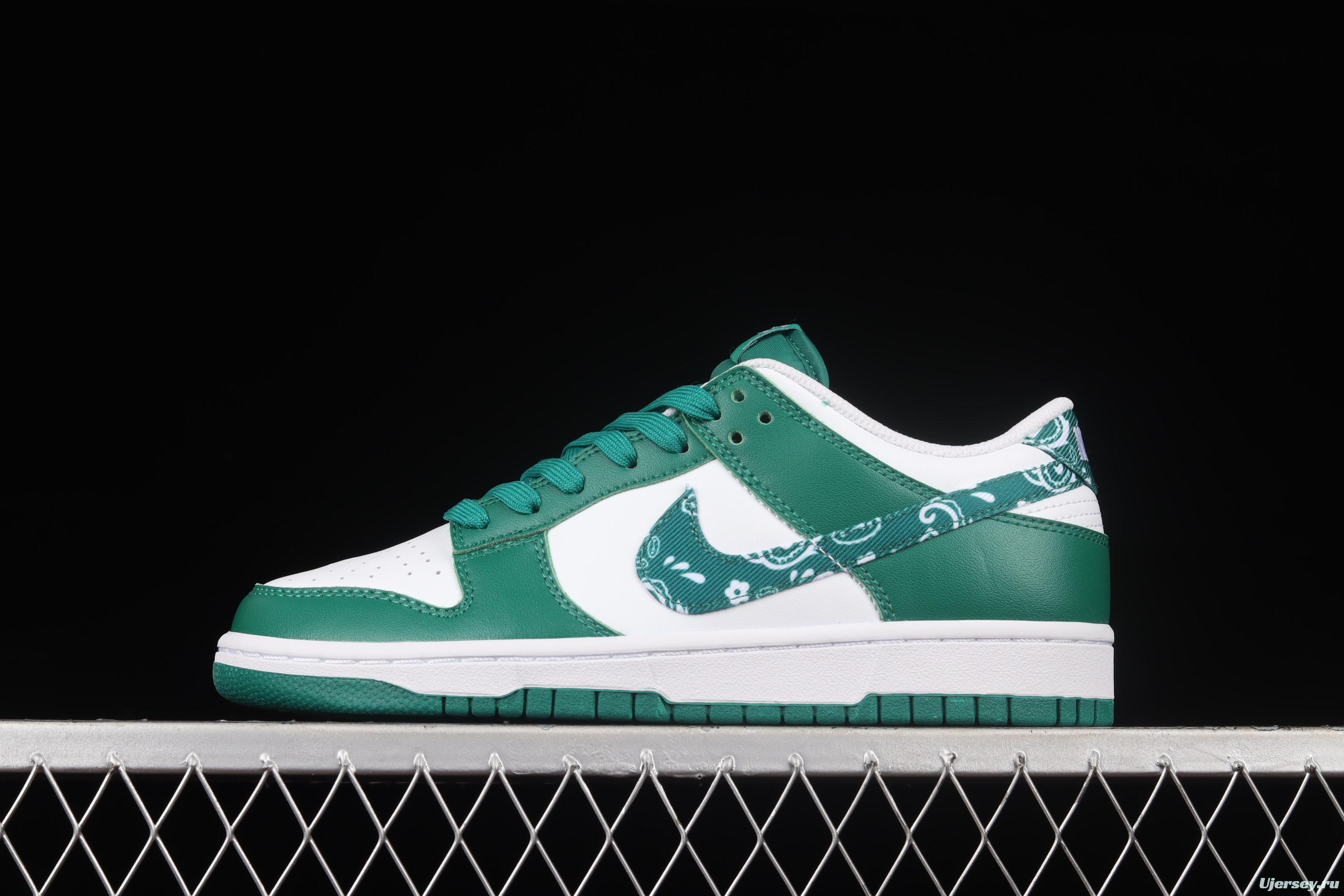 NIKE DUNK Low Green Paisley cashew nuts white and green SB buckle rebound fashion casual board shoes DH4401-102