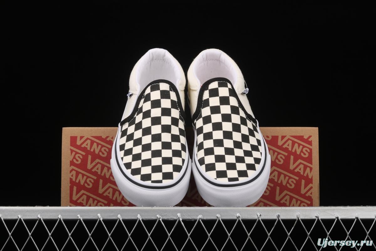 Vans Asher black and white checkerboard plaid Loafers Shoes retro low upper canvas casual shoes VN000SEQIPD