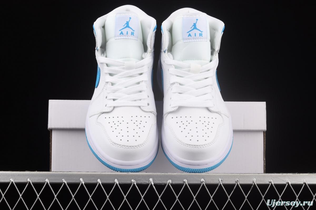 Air Jordan 1 Mid Lake Blue Zhongbang Basketball shoes BQ6472-114