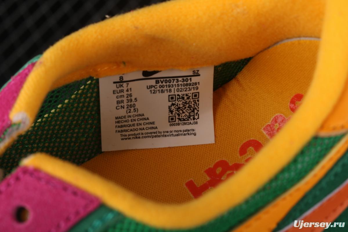 Sacai x NIKE LVD Waffle Daybreak co-signed catwalk style net gauze leather splicing double hook Swoosh running shoes BV0073-301