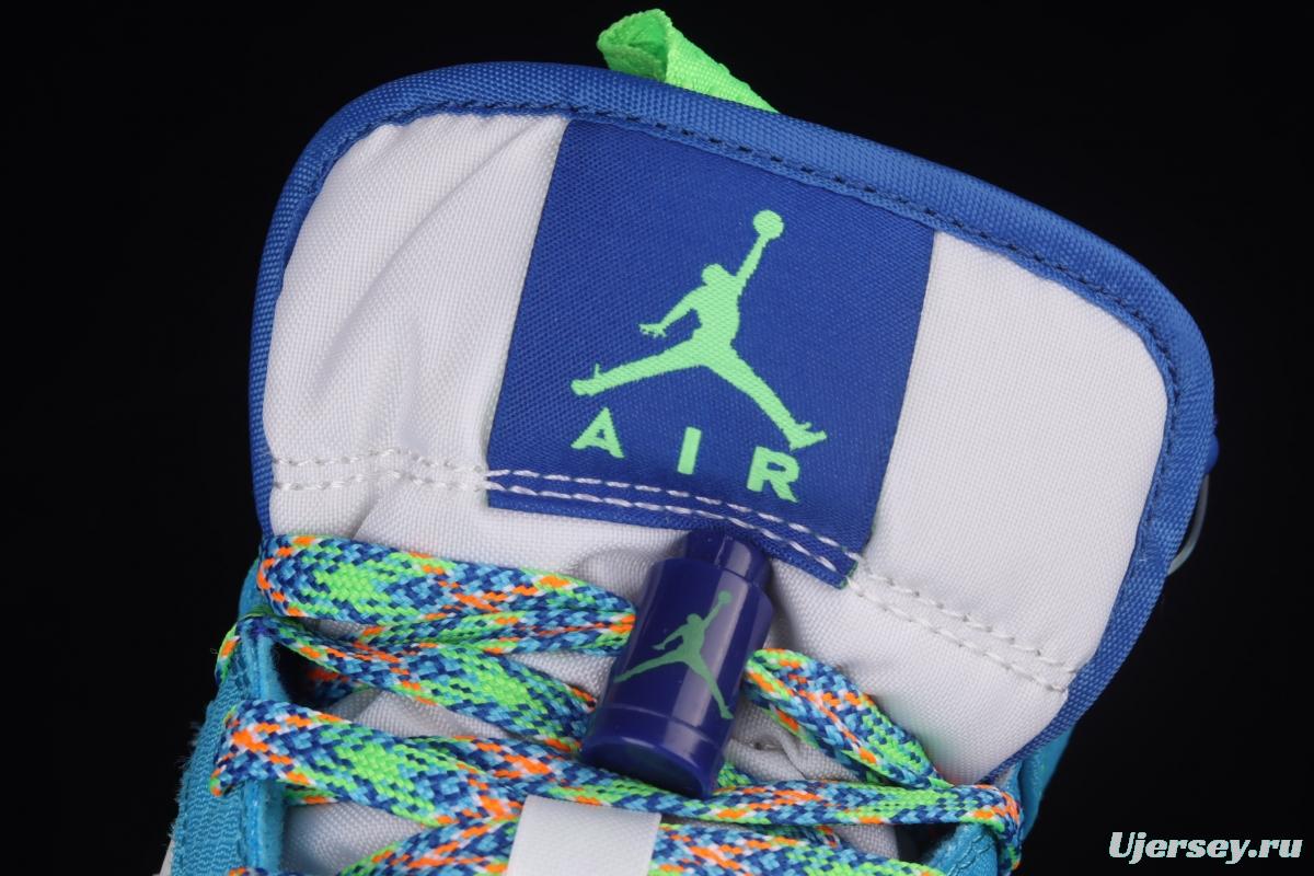 Air Jordan 1 Mid blue and green Chinese culture basketball shoes DA8010-400