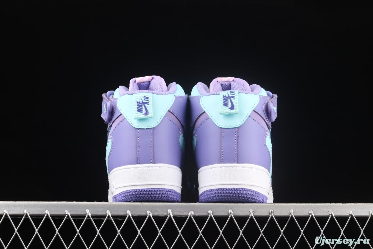 NIKE Air Force 1 Mid sells blue and purple color Zhongbang leisure board shoes CV3039-107overseas