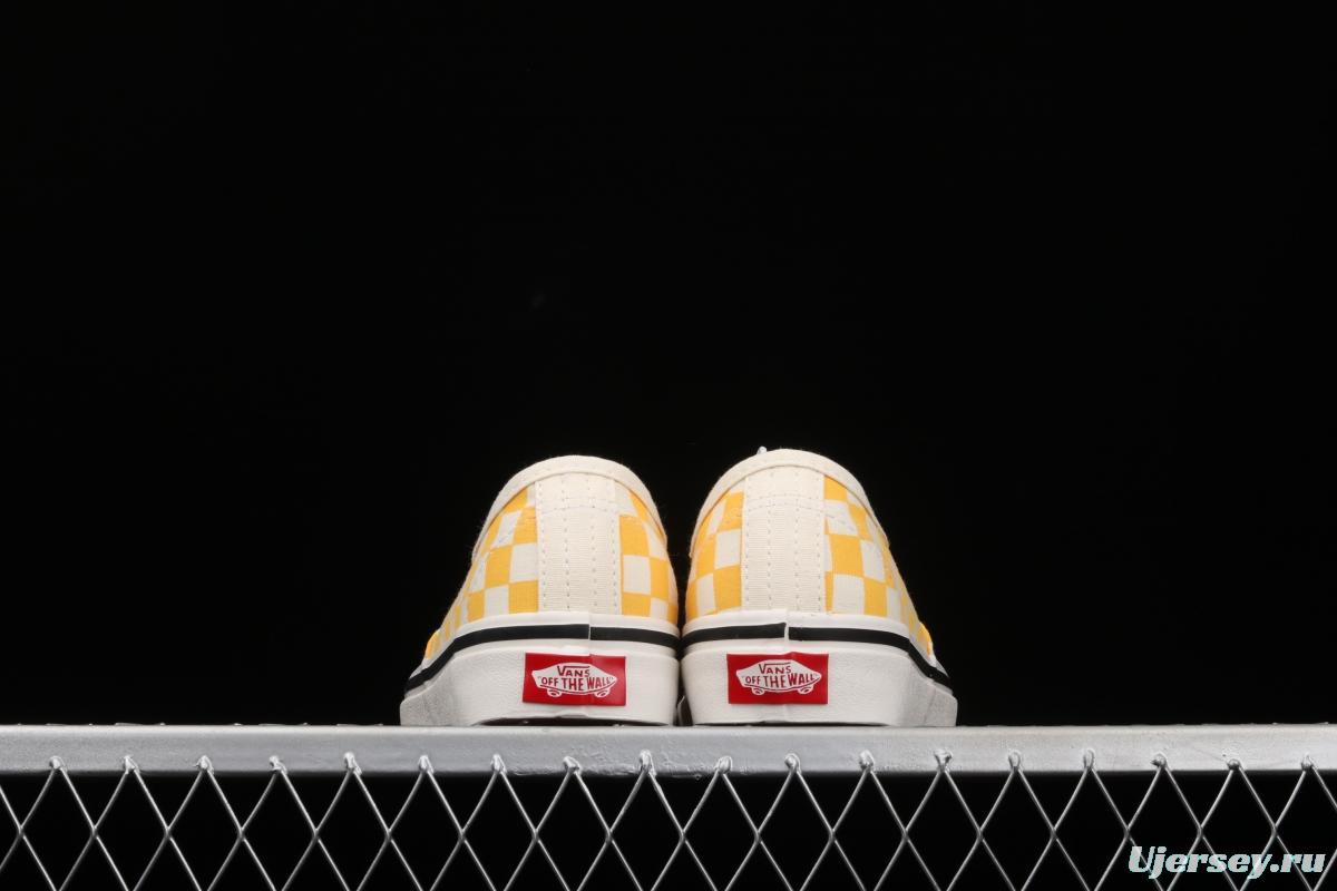 Vans Authentic classic Anna Heim orange checkerboard 4-hole low-edge high-end vulcanized skateboard shoes VN0A54F241P