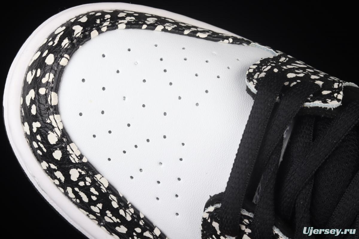 NIKE SB DUNK Low Pro black, white and green speckled sports skateboard shoes BQ6817-009