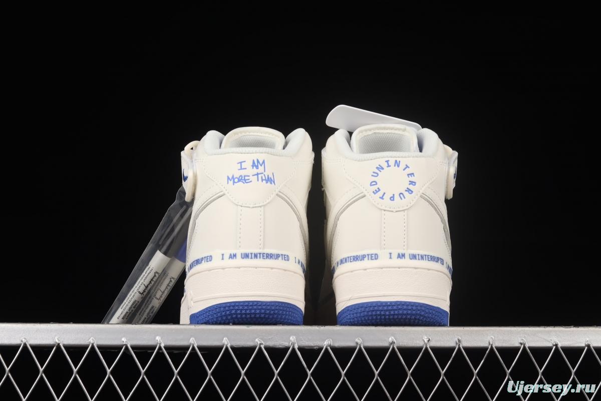 Uninterrupted x NIKE Air Forece 1107Mid MORE THAN Mibao Blue signature graffiti to help Mantianxing 3M reflective leisure board shoes NU3060-686