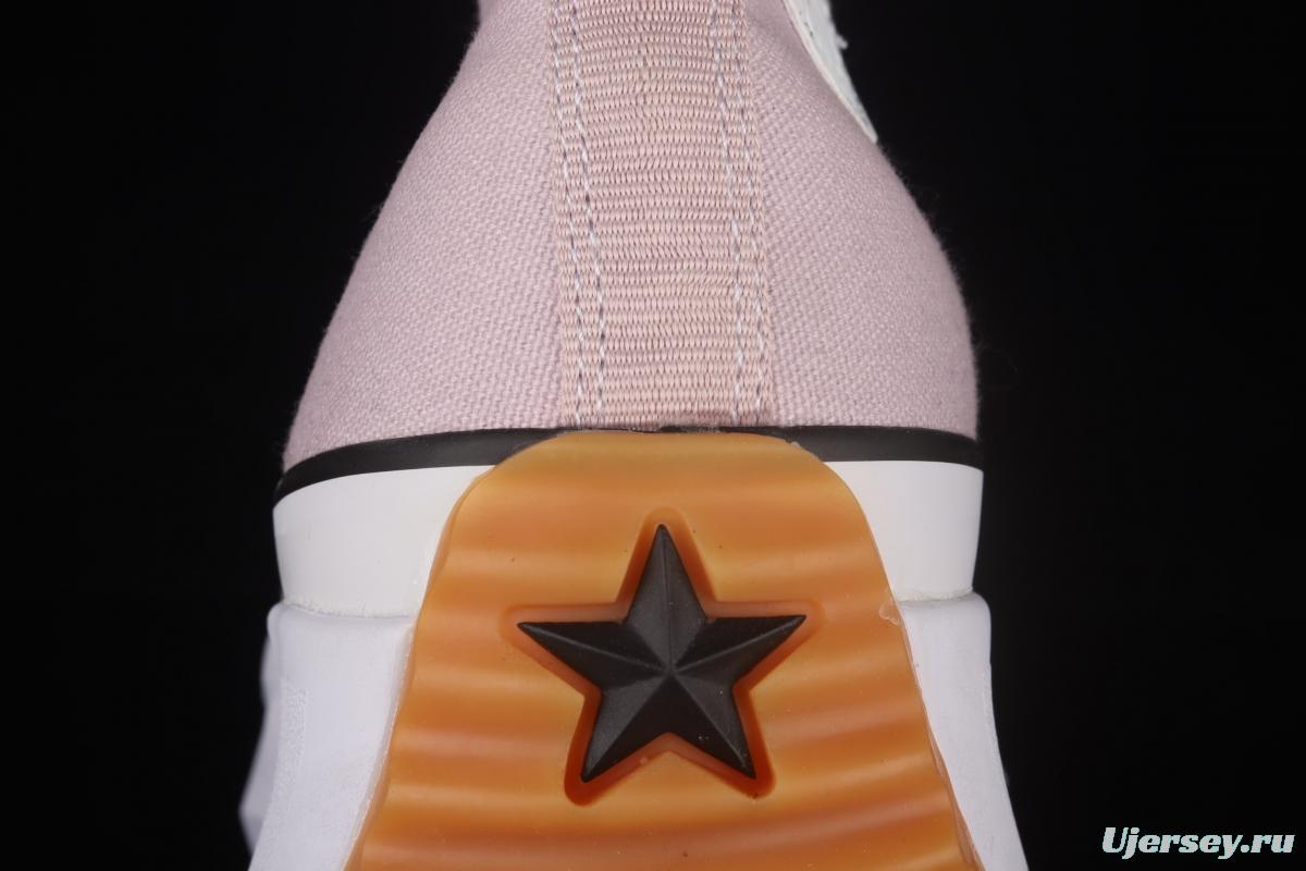 Converse Run Star Hike Converse pink raw rubber heightened thick sole shoes 171668C