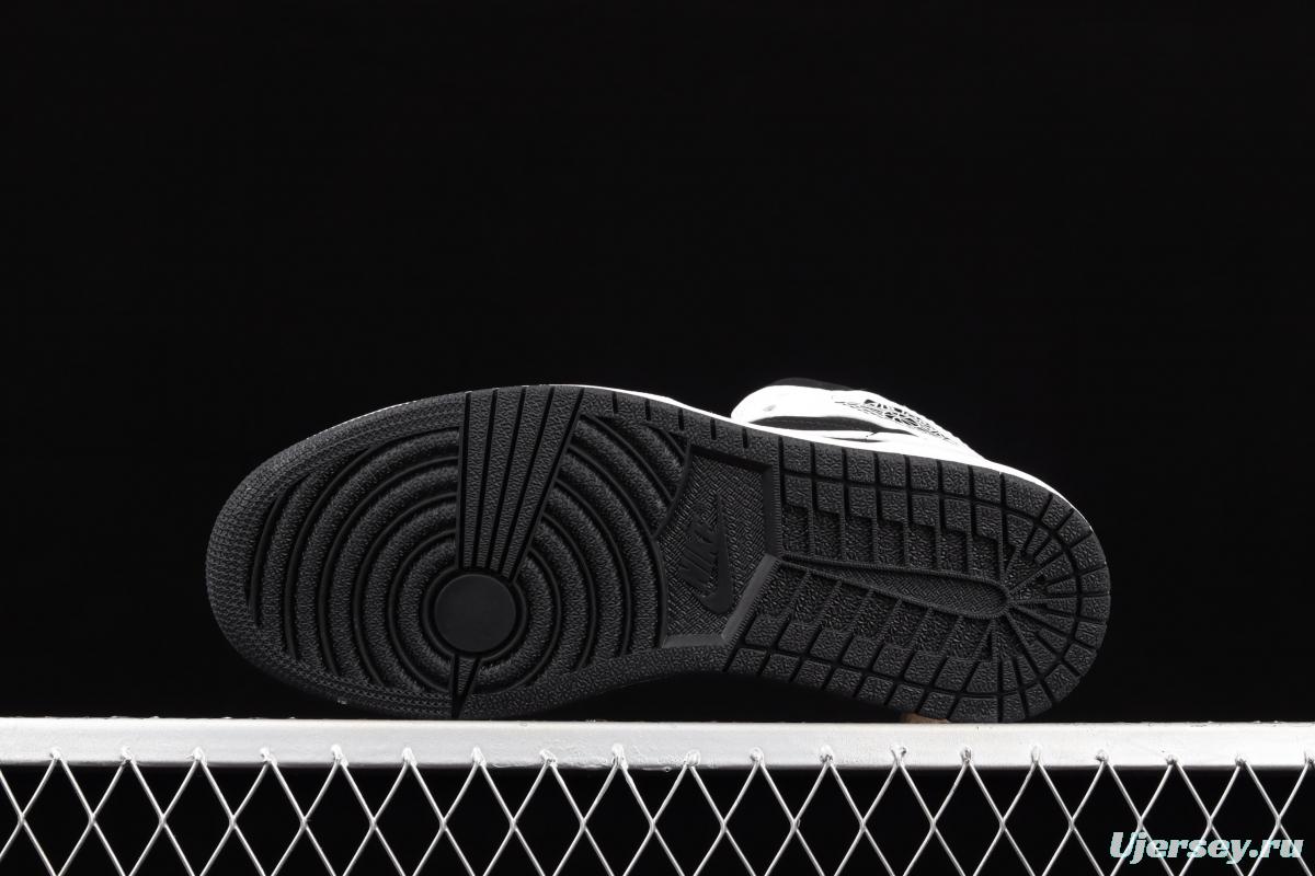 Air Jordan 1 Mid black and white panda basketball shoes 554724-113
