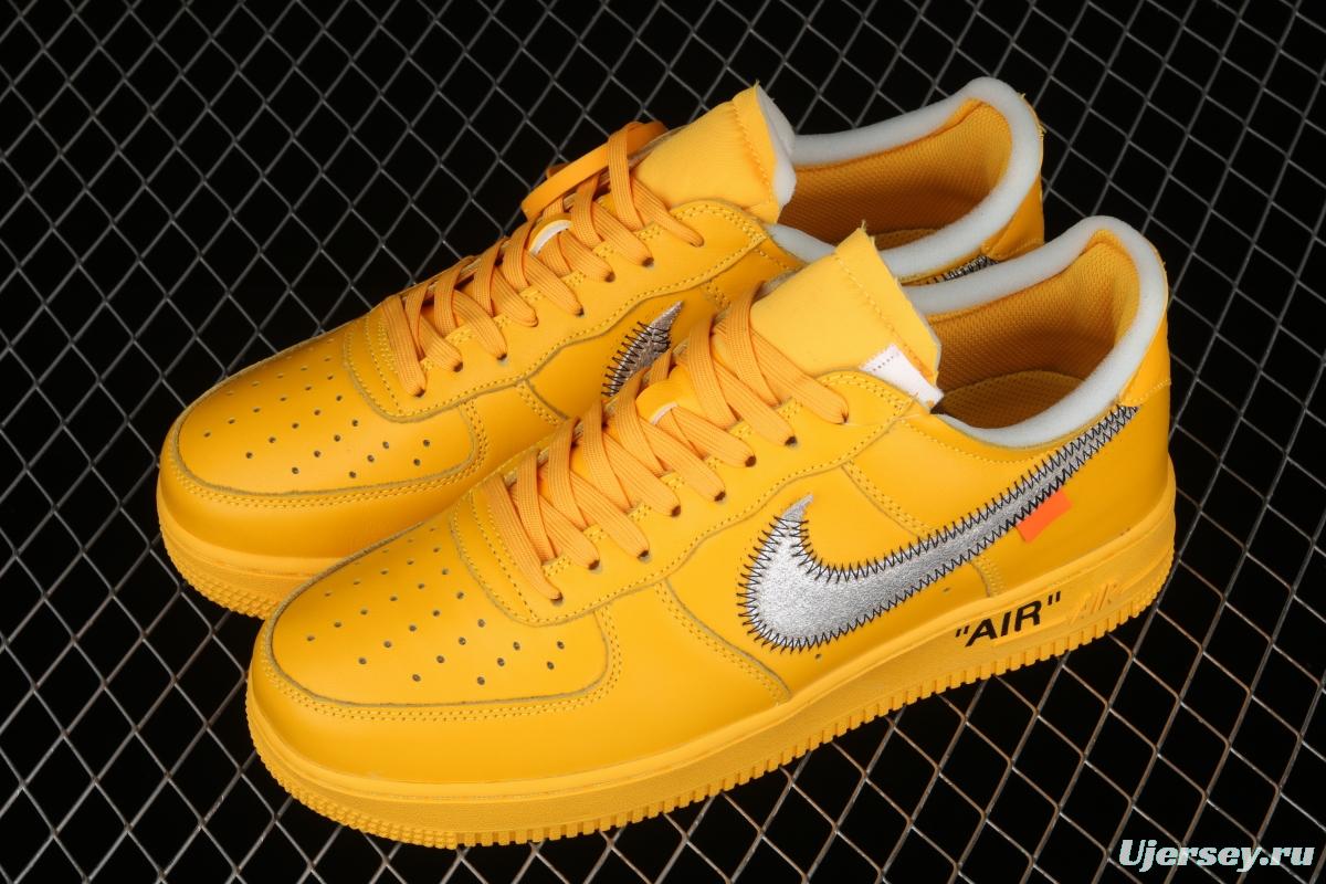 OFF-White x NIKE Air Force 1 x OFF White University Gold co-branded gold and silver hook low-top casual board shoes DD1876-700