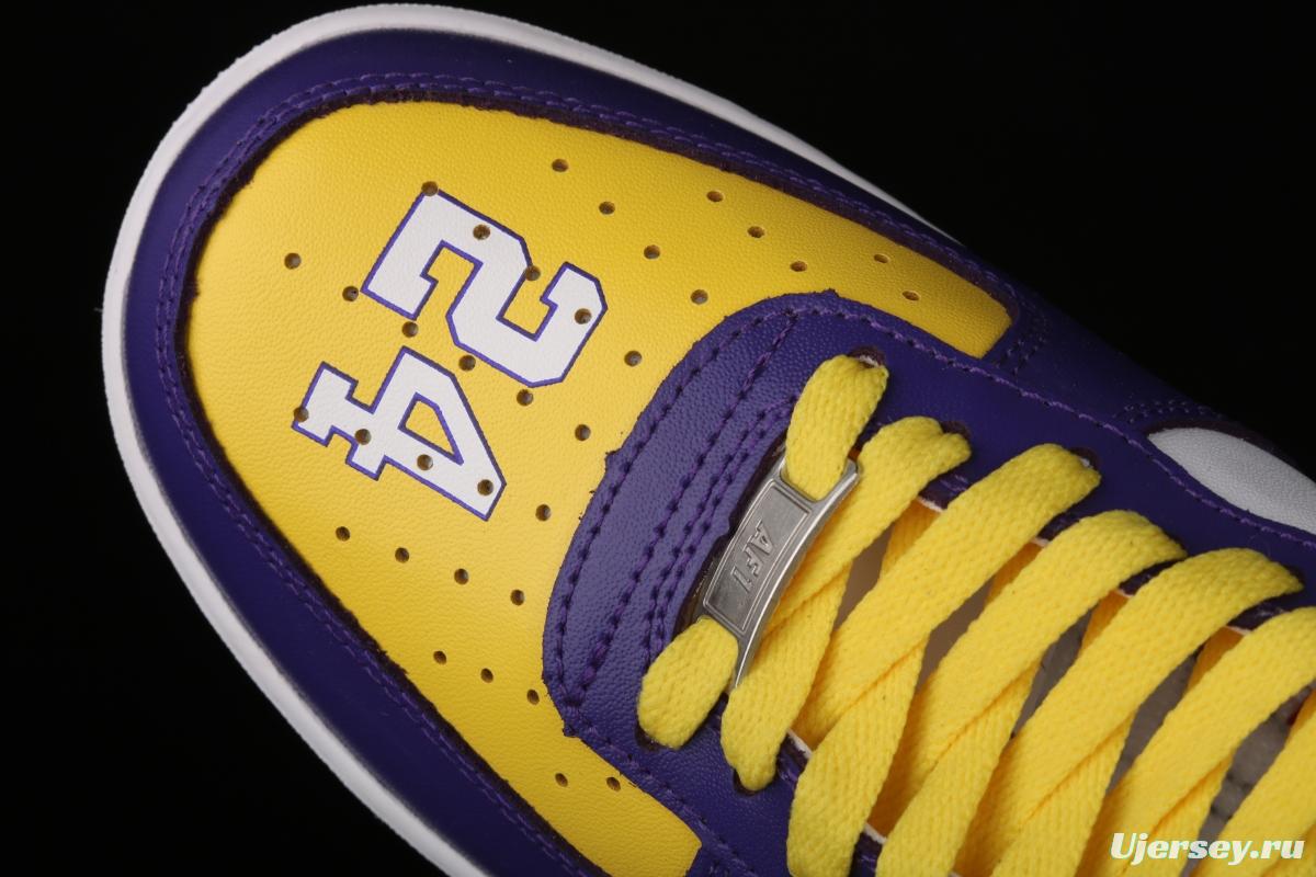 NIKE Air Force 1: 07 co-signed Kobe Bryant Lakers LA white and purple shoes with yellow color low-top casual shoes 315122-118