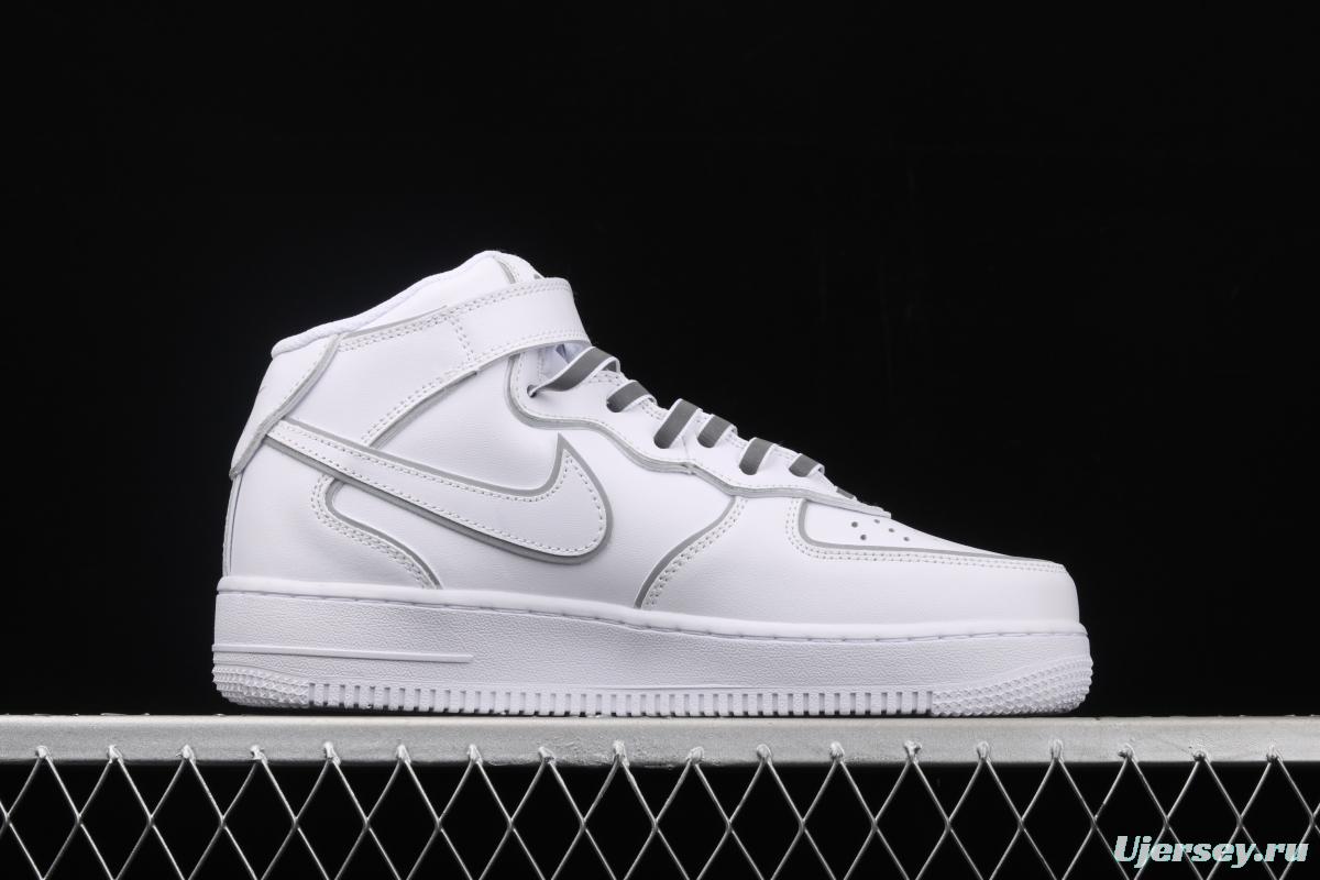 NIKE Air Force 1x 07 Mid laser white 3M reflective medium side leisure sports board shoes 369733-809
