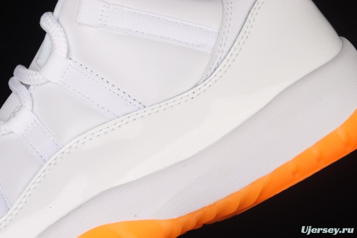 Air Jordan 11 Bright Citus 11 White Orange low Top Basketball shoes head layer True carbon AH7860-139