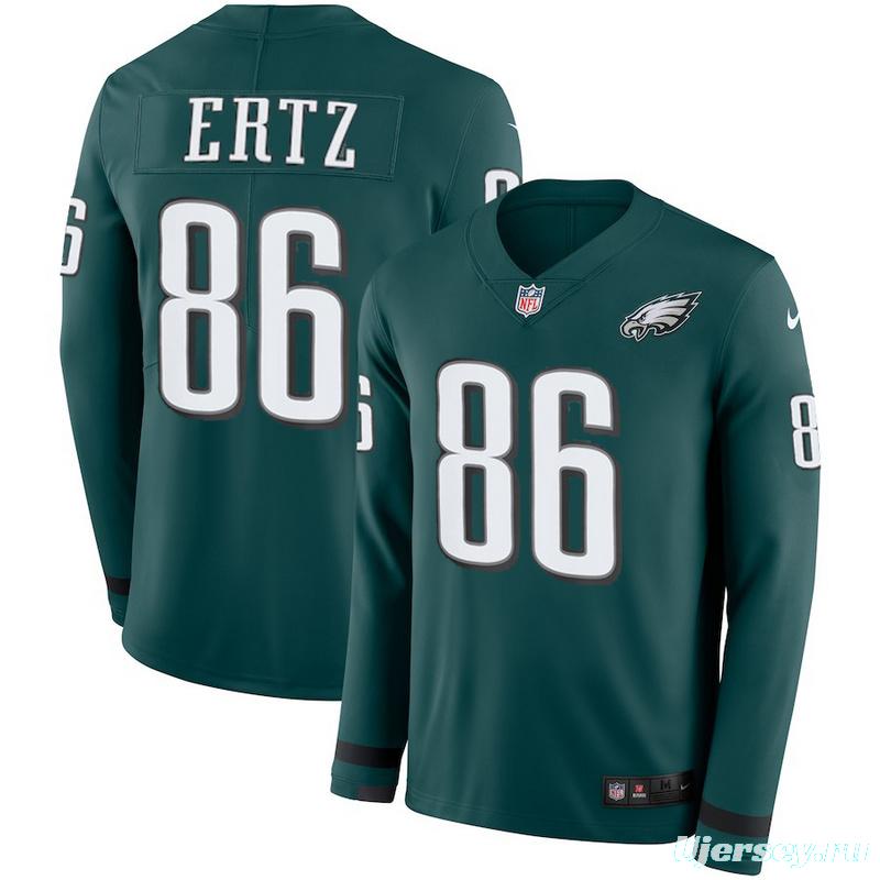 Men's Zach Ertz Green Therma Long Sleeve Player Limited Team Jersey
