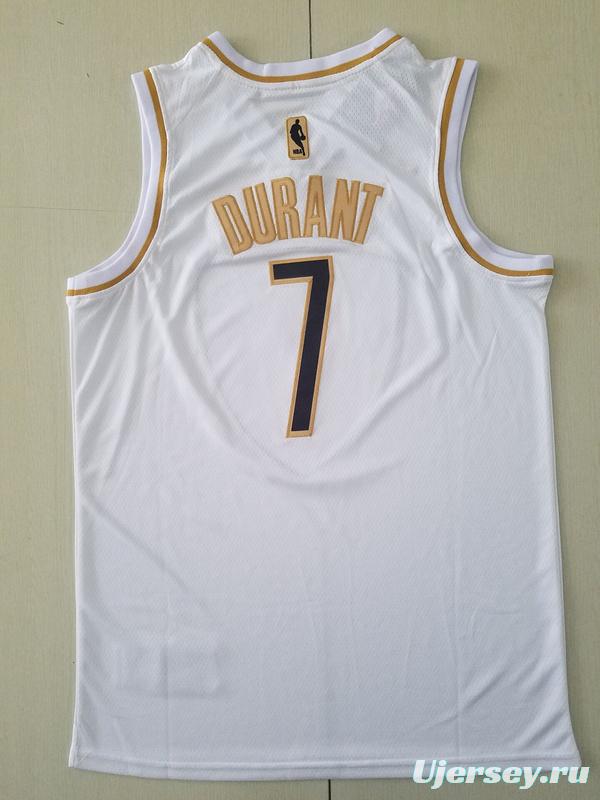 Kevin Durant 7 White Golden Edition Jersey