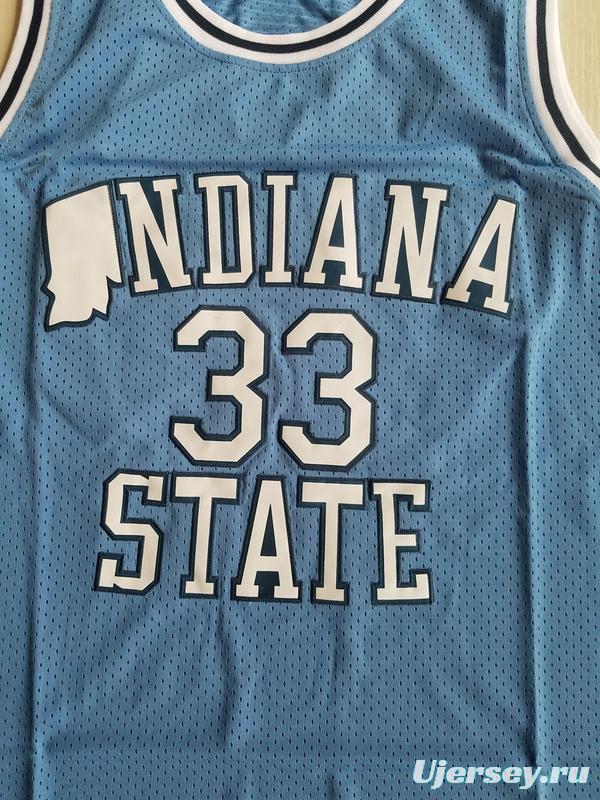 Larry Bird 33 Indiana State College Light Blue Basketball Jersey