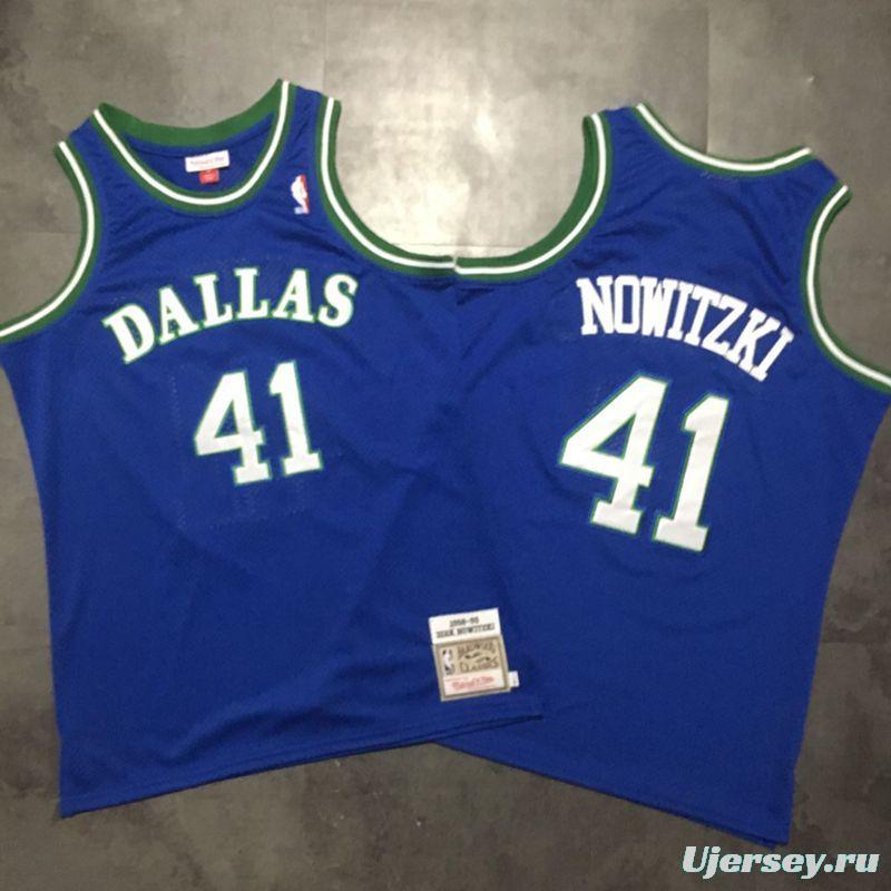 Men's Dirk Nowitzki Blue Retro Classic Team Jersey