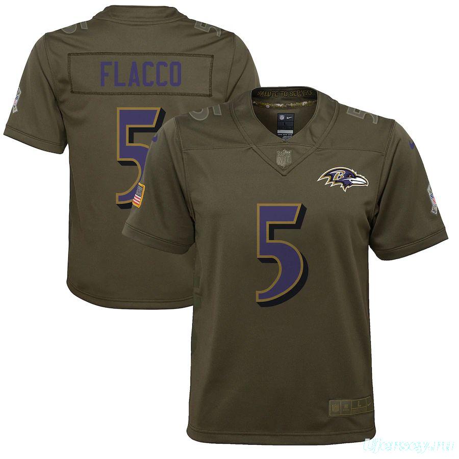 Youth Joe Flacco Olive Salute to Service Player Limited Team Jersey