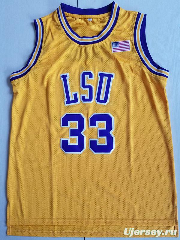 Shaquille O'Neal 33 LSU College Yellow Basketball Jersey