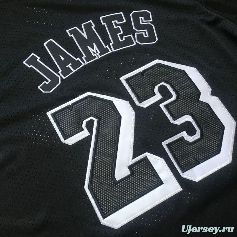 Men's LeBron James Black Retro Classic Team Short Sleeve Jersey