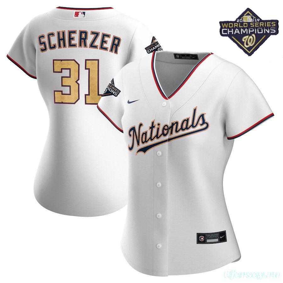 Women's Max Scherzer White&amp;Gold 2020 Gold Program Player Team Jersey