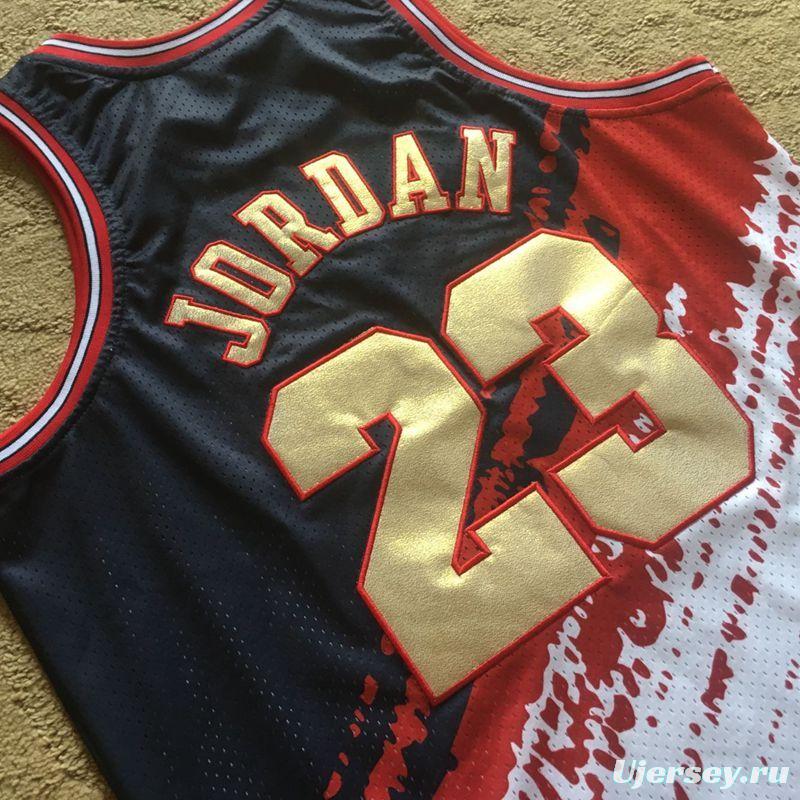 Men's Michael Jordan Black And White Retro Classic Team Jersey