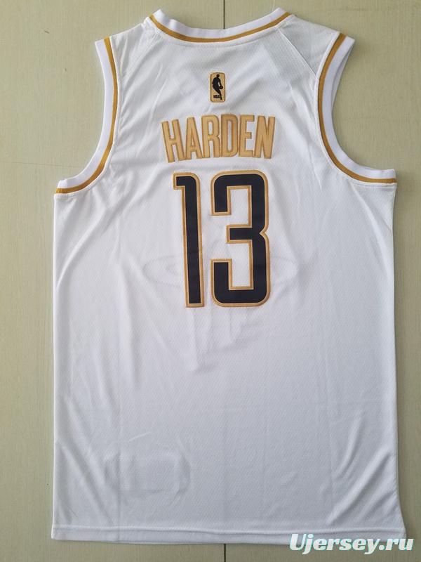 James Harden 13 White Golden Edition Jersey