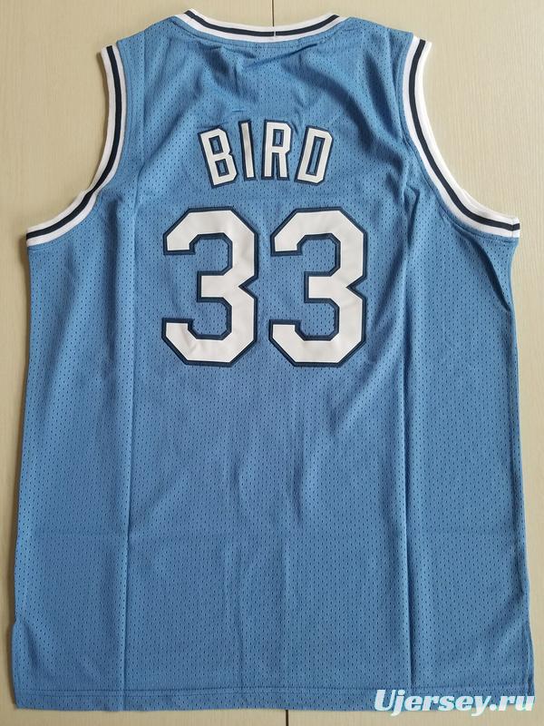 Larry Bird 33 Indiana State College Light Blue Basketball Jersey