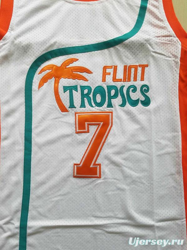 Flint Tropics 7 Coffee Black Basketball Jersey Semi Pro Team New